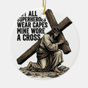 Jesus Carrying the Cross Vintage Christian Ceramic Ornament