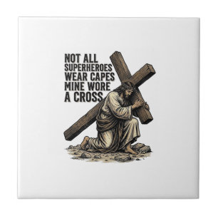 Jesus Carrying the Cross Vintage Christian Ceramic Tile
