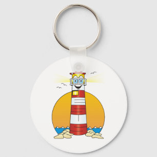 Jesus Cartoon Lighthouse Key Ring