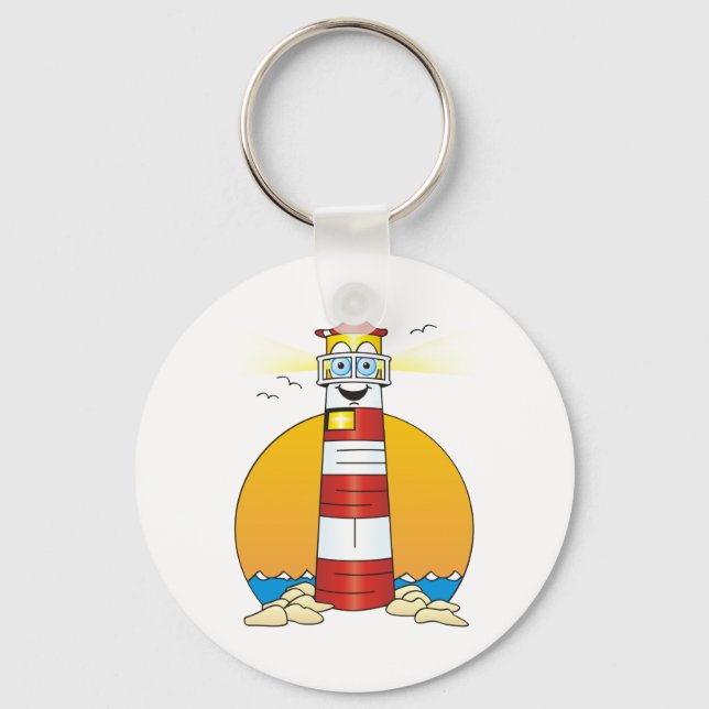 Jesus Cartoon Lighthouse Key Ring (Front)