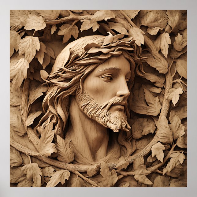 Jesus Carving Art Poster (Front)