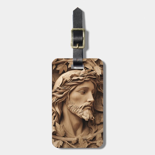 Jesus Carving Luggage Tag (Front Vertical)