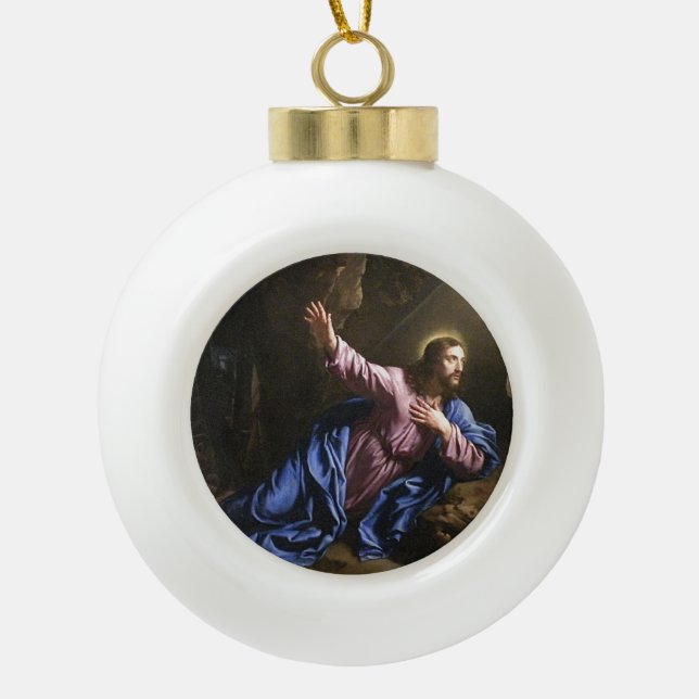 Jesus  ceramic ball christmas ornament (Front)