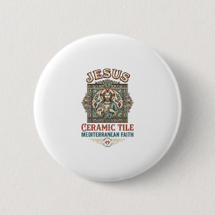 Jesus Ceramic Tile Mediterranean Faith Jesus Ceram 6 Cm Round Badge