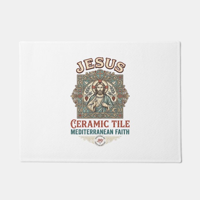 Jesus Ceramic Tile Mediterranean Faith Jesus Ceram Doormat (Front)