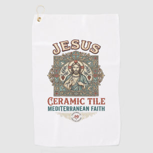 Jesus Ceramic Tile Mediterranean Faith Jesus Ceram Golf Towel