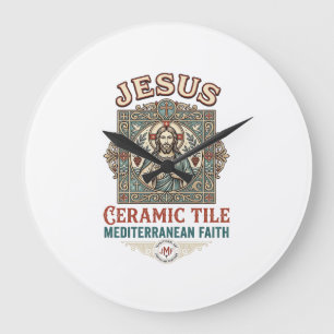 Jesus Ceramic Tile Mediterranean Faith Jesus Ceram Large Clock