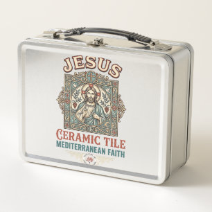 Jesus Ceramic Tile Mediterranean Faith Jesus Ceram Metal Lunch Box