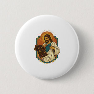 Jesus Chalk Covered Black Gym Clothes Mess Workout 6 Cm Round Badge