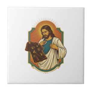 Jesus Chalk Covered Black Gym Clothes Mess Workout Ceramic Tile