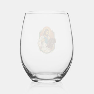 Jesus Chalk Covered Black Gym Clothes Mess Workout Stemless Wine Glass