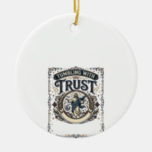 Jesus Cheer Gymnastics Graphic Tee Christian Art_1 Ceramic Ornament