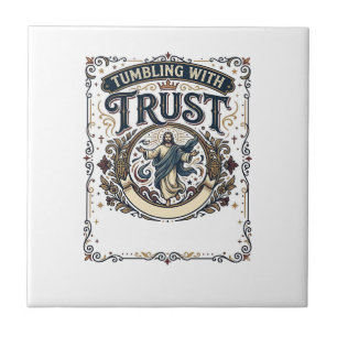 Jesus Cheer Gymnastics Graphic Tee Christian Art_1 Ceramic Tile