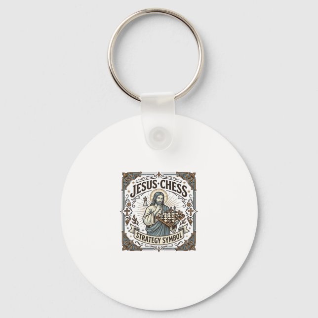Jesus Chess Strategy Symbol Jesus Chess Strategy C Key Ring (Front)