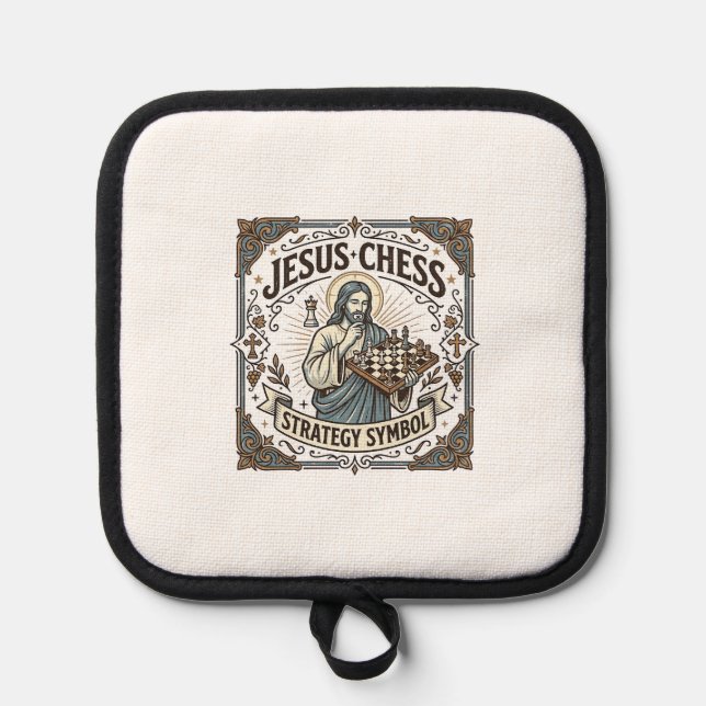 Jesus Chess Strategy Symbol Jesus Chess Strategy C Pot Holder (Front)