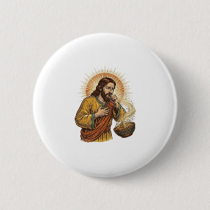 Jesus Choking Dry Tortilla Chip Crumb Food Humor_1 6 Cm Round Badge