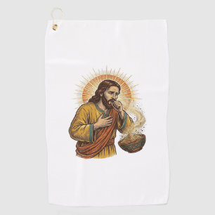 Jesus Choking Dry Tortilla Chip Crumb Food Humor_1 Golf Towel
