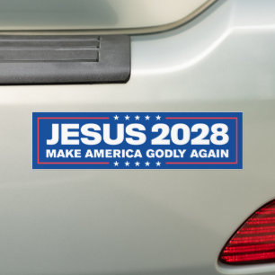 Jesus Christ 2028 Make America Godly Again Bumper Sticker