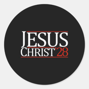 Jesus Christ 2028 Vote Jesus Premium Classic Round Sticker