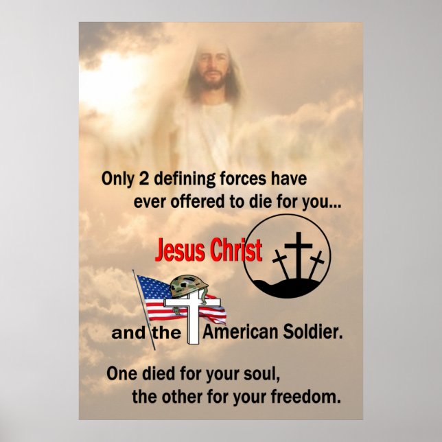Jesus Christ & American Soldier 24" X 33.6"or less Poster (Front)