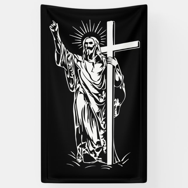 Jesus Christ and a cross Banner (Vertical)