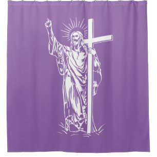 Jesus Christ and a cross Shower Curtain