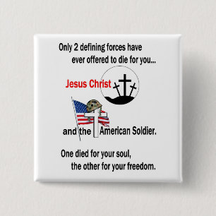 Jesus Christ and the American Soldier 15 Cm Square Badge