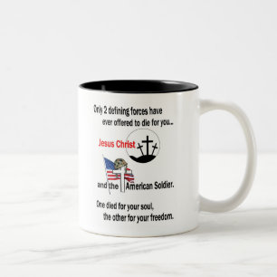 Jesus Christ and the American Soldier Two-Tone Coffee Mug