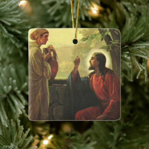 Jesus Christ and the Good Samaritan at the Well Ceramic Ornament