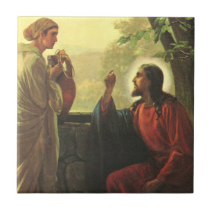 Jesus Christ and the Good Samaritan at the Well Ceramic Tile