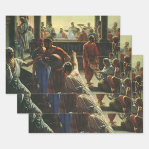 Jesus Christ at Wedding of Cana, Water into Wine Wrapping Paper Sheet
