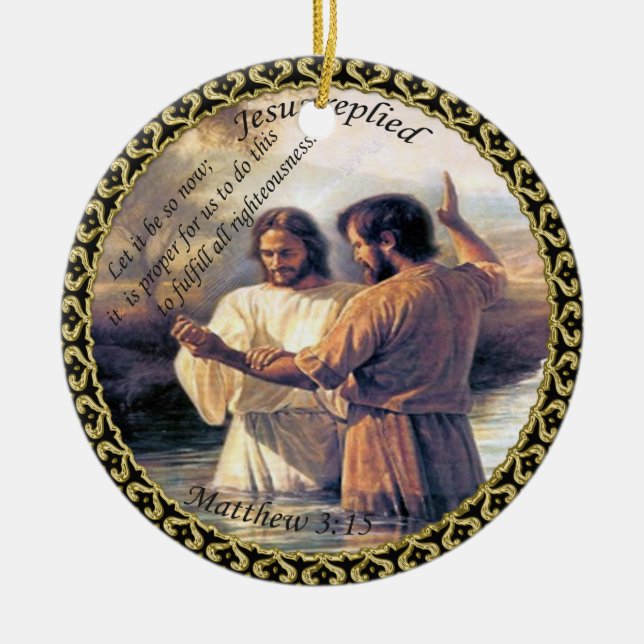 Jesus Christ Baptism image one Ceramic Ornament (Front)