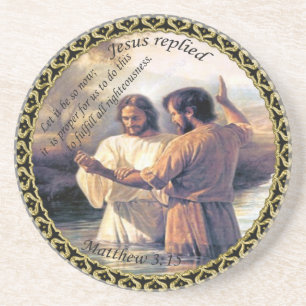 Jesus Christ Baptism image one Coaster