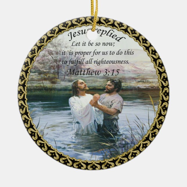 Jesus Christ Baptism image two Ceramic Ornament (Front)