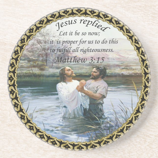 Jesus Christ Baptism image two Coaster (Front)