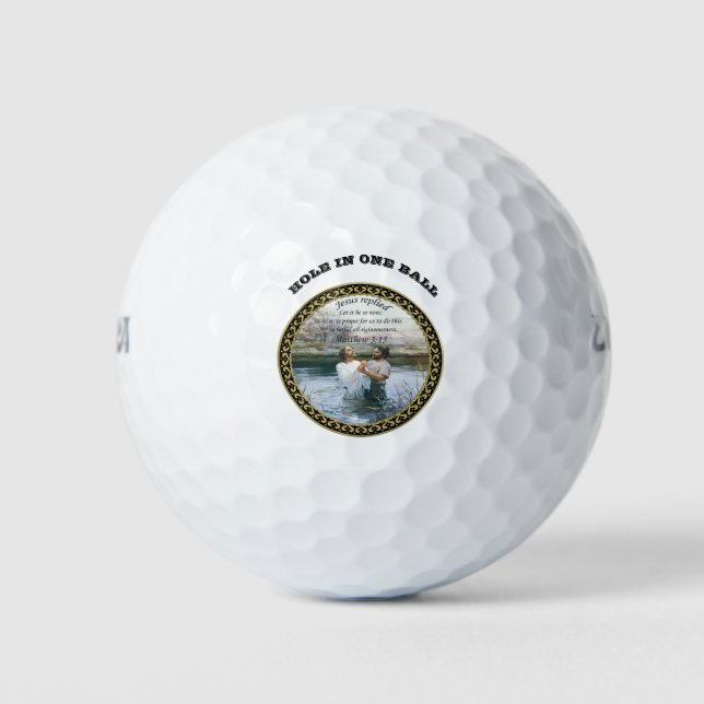 Jesus Christ Baptism image two Golf Balls (Front)
