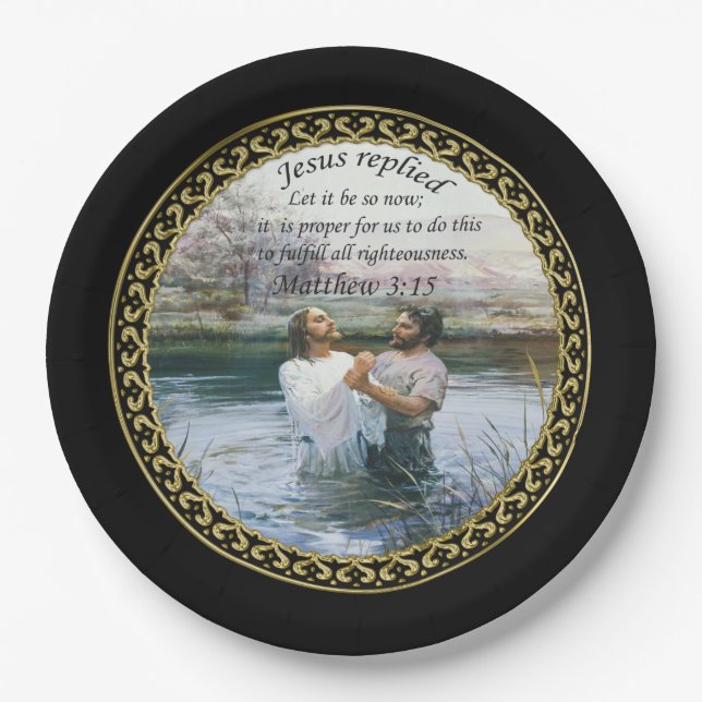 Jesus Christ Baptism image two Paper Plate (Front)