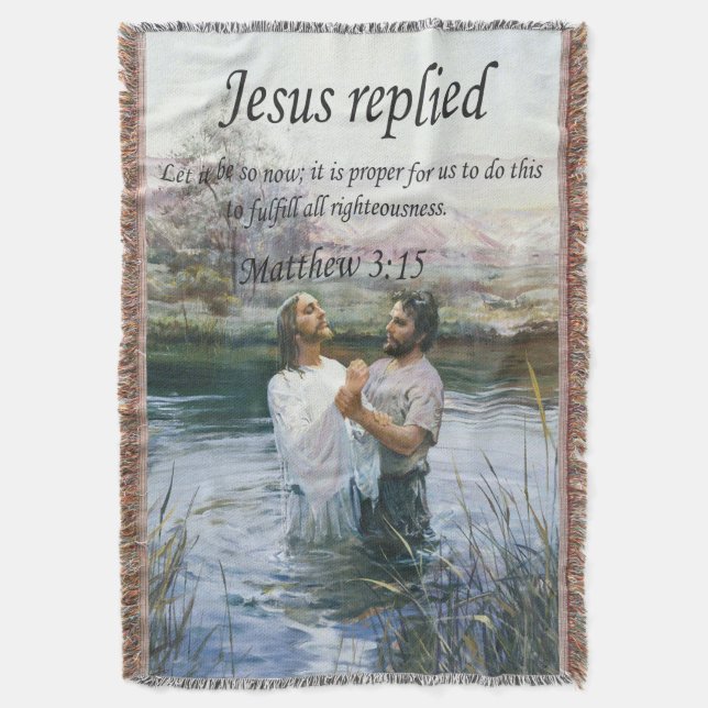 Jesus Christ Baptism image two Throw Blanket (Front Vertical)