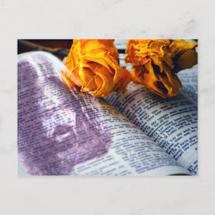 Jesus Christ Bible Yellow Rose Postcard