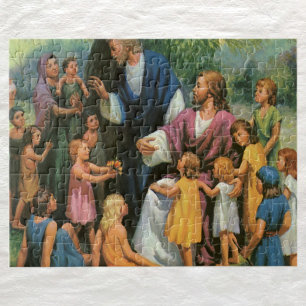 Jesus Christ Blessing Children, Vintage Religion Jigsaw Puzzle