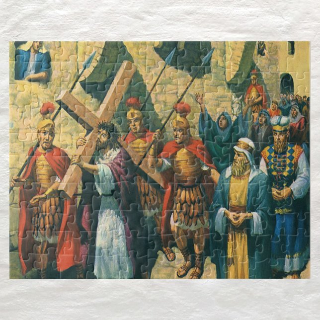 Jesus Christ Carrying the Cross to his Crucifixion Jigsaw Puzzle (Creator Uploaded)