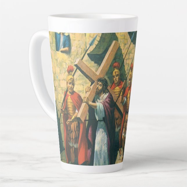 Jesus Christ Carrying the Cross to his Crucifixion Latte Mug (Left Angle)