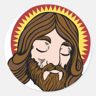 Jesus Christ Cartoon Face Classic Round Sticker
