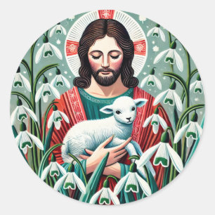 Jesus Christ Christian Easter Spring Classic Round Sticker
