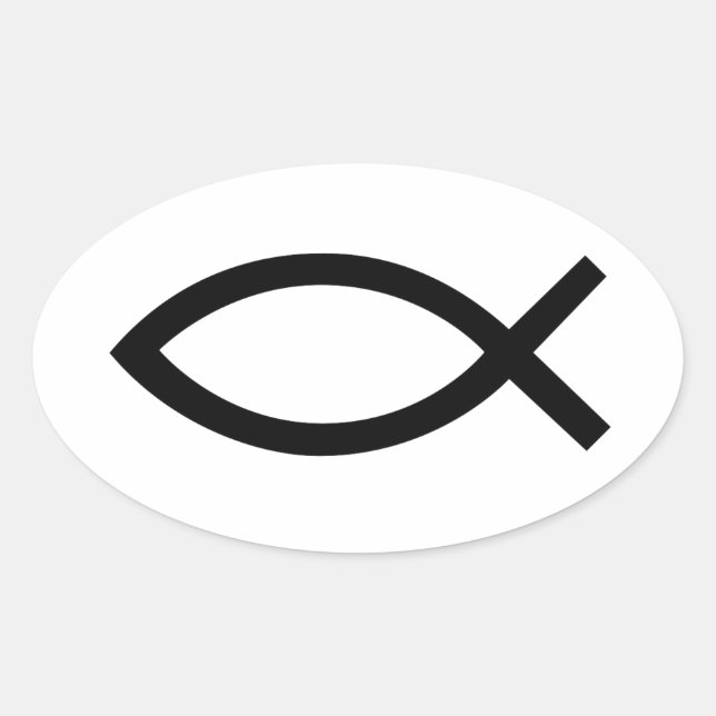 Jesus Christ, Christian fish symbol Oval Sticker (Front)