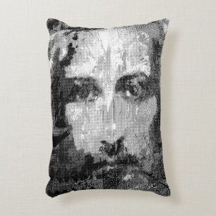 Jesus Christ Collage halftone black + your ideas Decorative Cushion