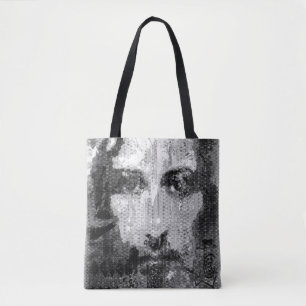 Jesus Christ Collage halftone black + your ideas Tote Bag