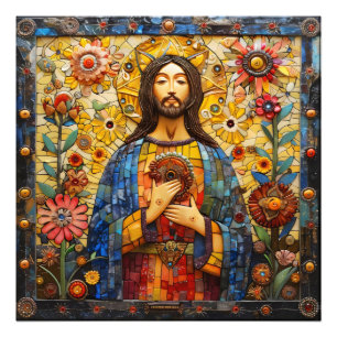Jesus Christ Colourful Mosaic Photo Print