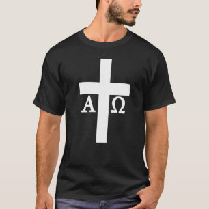 Jesus Christ Cross Alpha Omega Christianity Bible T-Shirt
