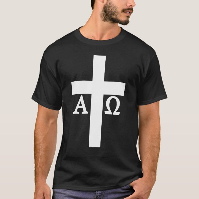 Jesus Christ Cross Alpha Omega Christianity Bible  T-Shirt (Front)
